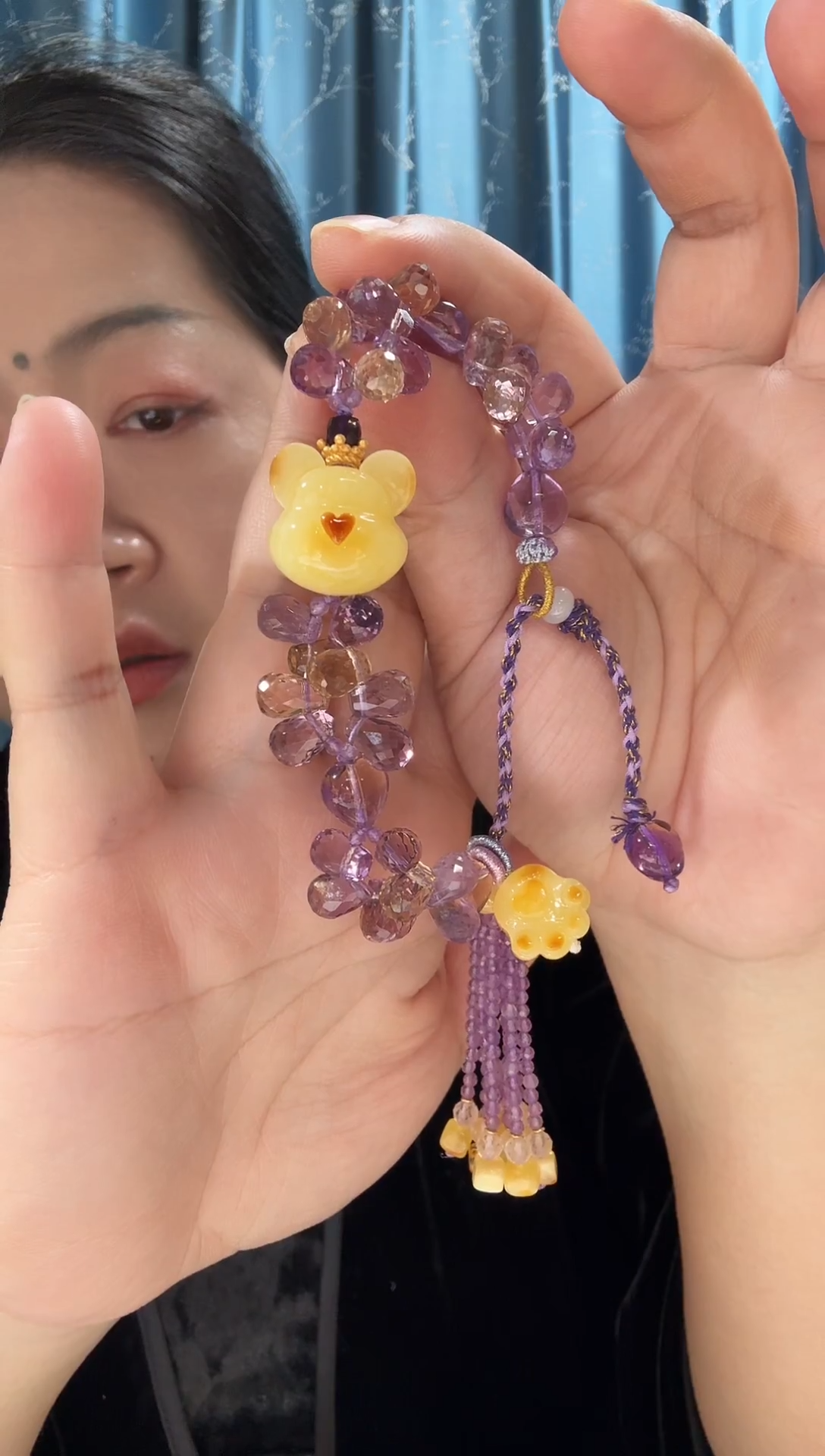 手链蜜蜡未镶嵌蜜蜡小熊水晶手链