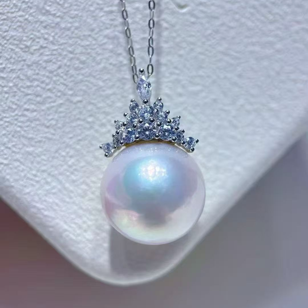 10 - 12mm天然淡水极光爱迪生珍珠S925银吊坠正圆