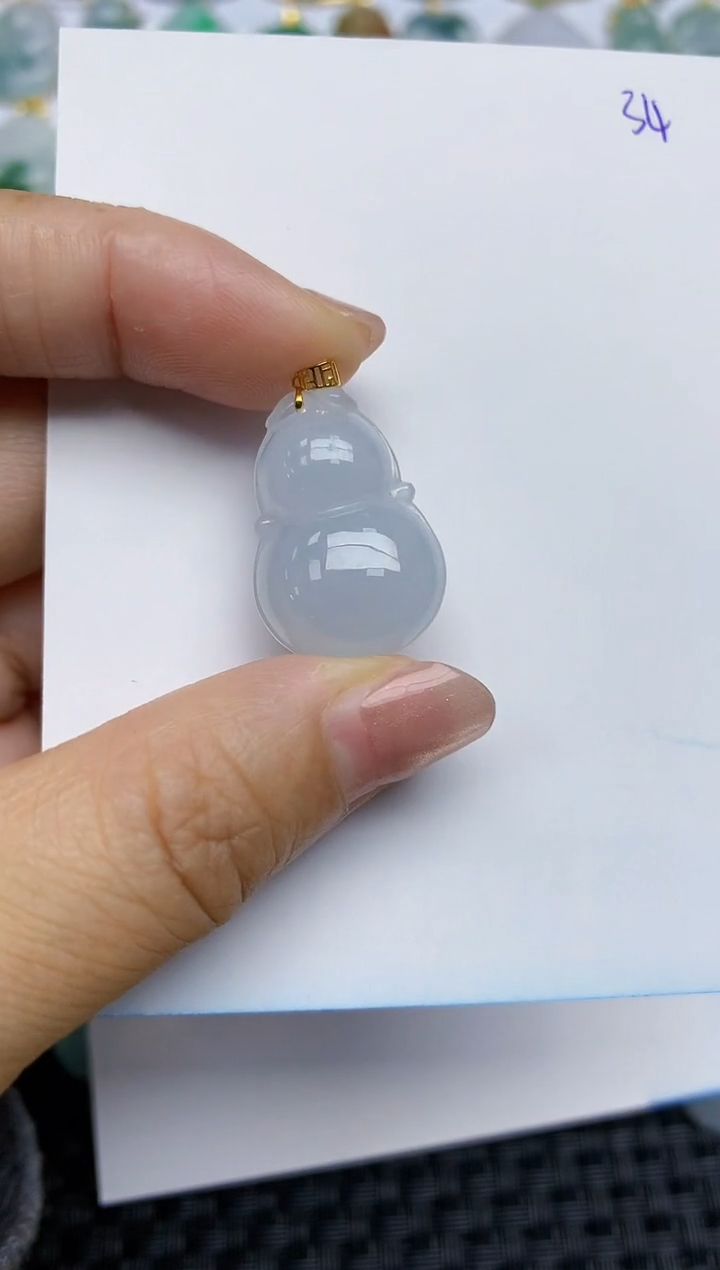 【闪购商品】翡翠颈饰18K金镶嵌天然A货翡翠 34