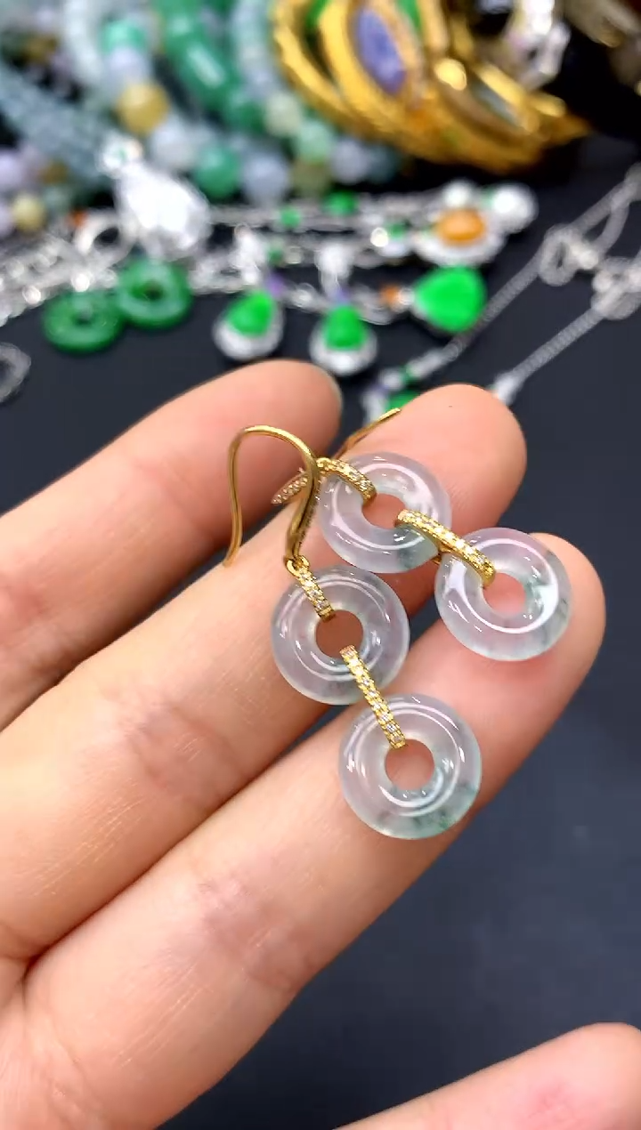 18K金镶嵌翡翠耳饰垚****5216-中国好珍宝