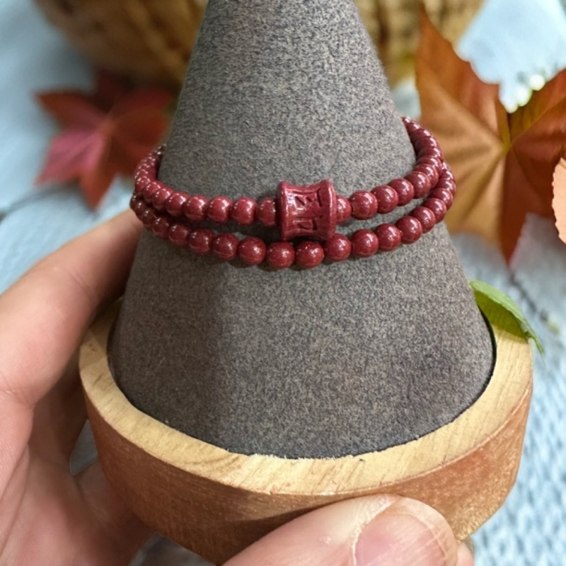 含辰砂工艺品4毫米珠子特小天然矿粉压制高含量砂女士手链