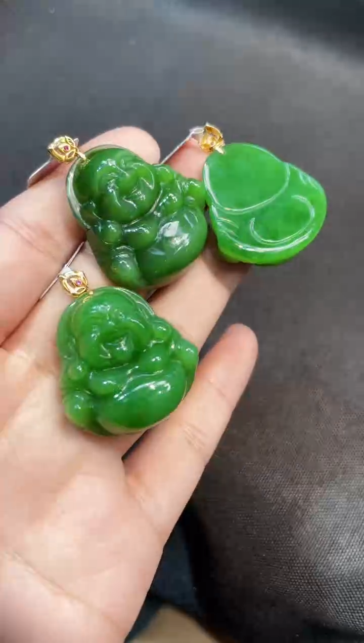 【闪购商品】和田玉吊坠18K金镶嵌30MM 多样性发一