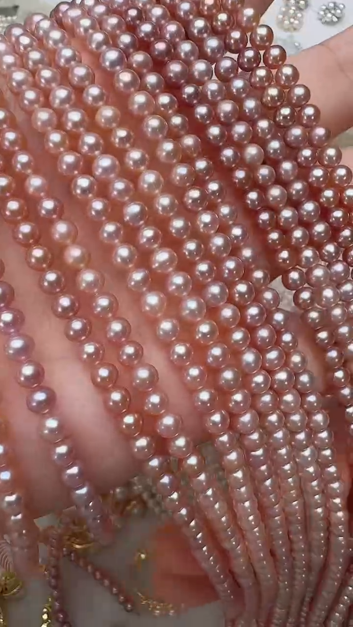 【闪购商品】淡水珍珠银S925镶嵌颈饰多样性发一紫色3-4