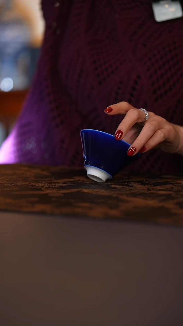 【闪购商品】白土宝石蓝斗笠盏2021年陶溪川展品