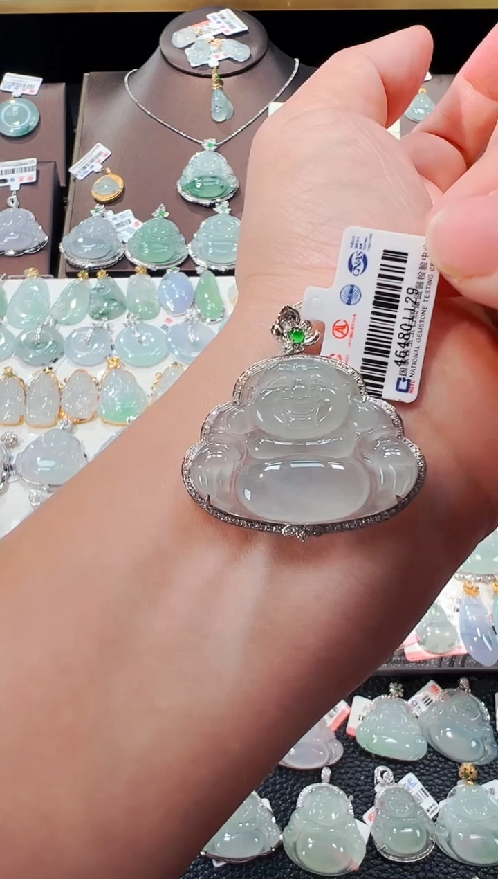 【闪购商品】翡翠吊坠(不含链)18K金镶嵌佛公吊坠1129