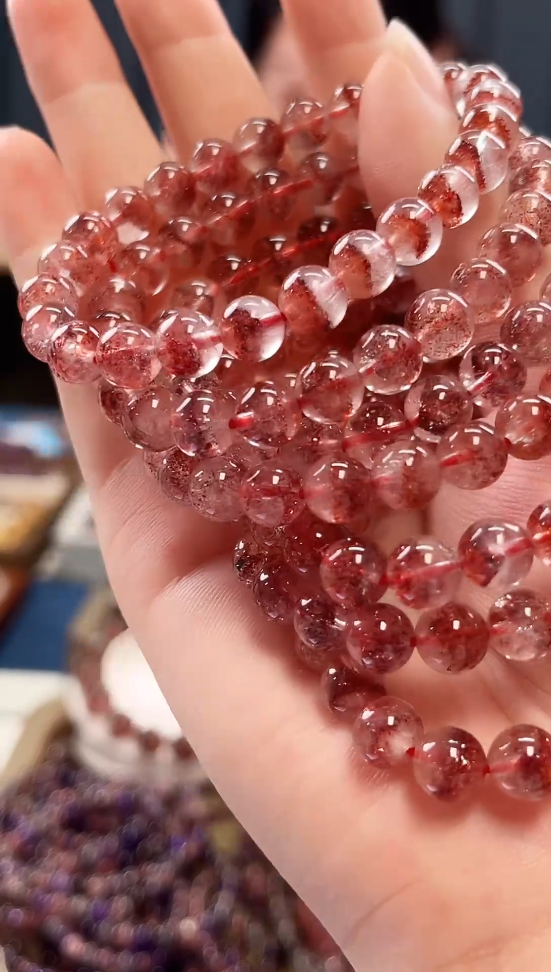 未镶嵌手串水晶金草莓超七单圈手串7mm【多样性发一】