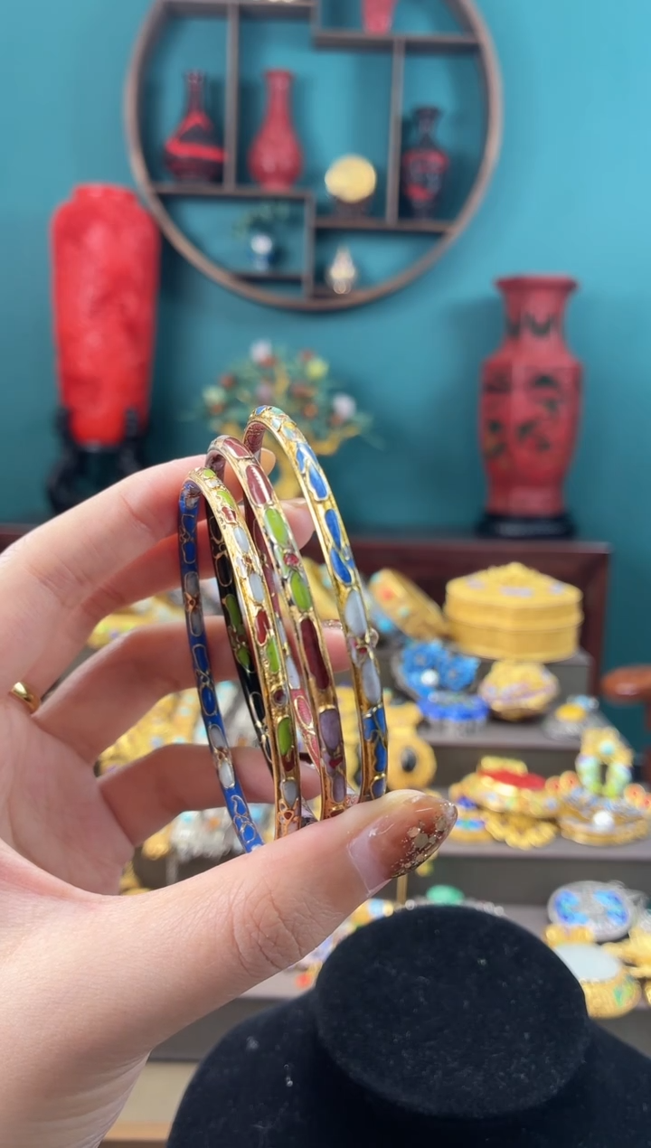 景泰蓝金地细镯子三个59-64
