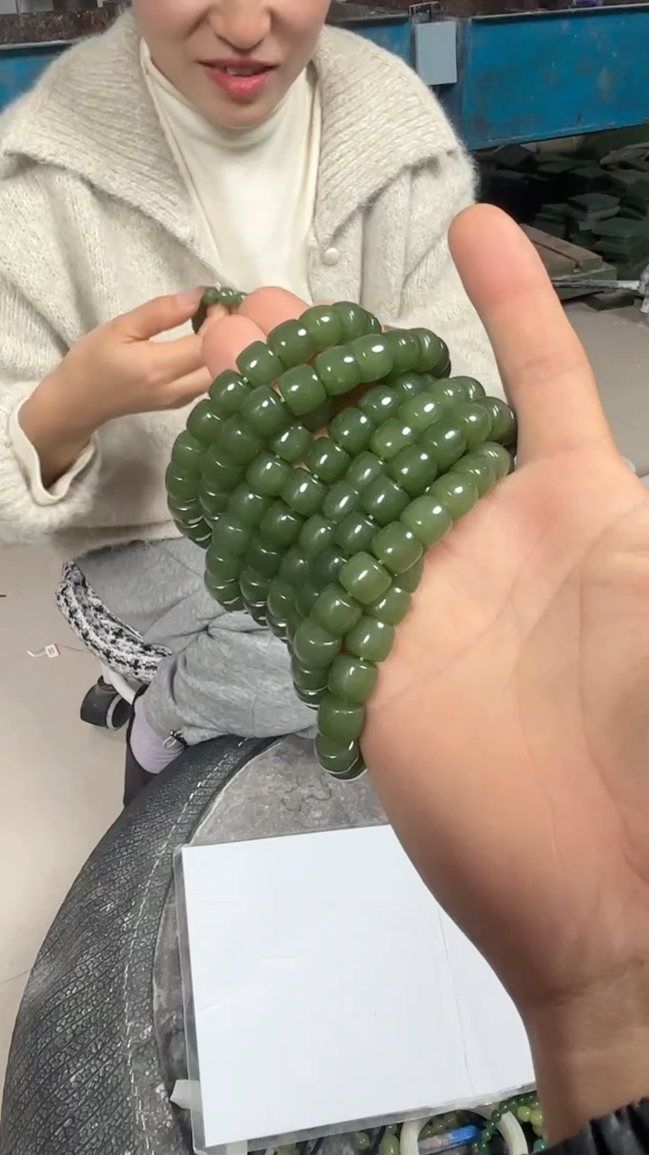 湖水绿卡10直切珠串
