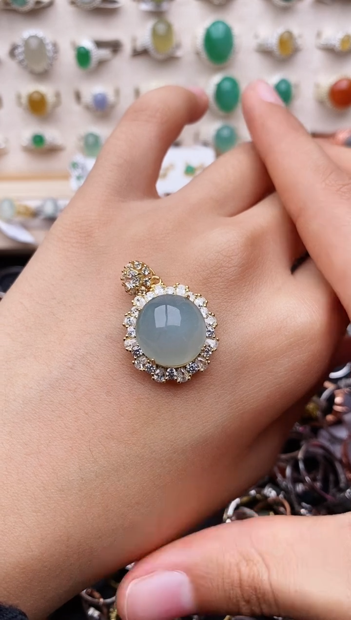 【闪购商品】翡翠戒指银S925镶嵌缅甸翡翠