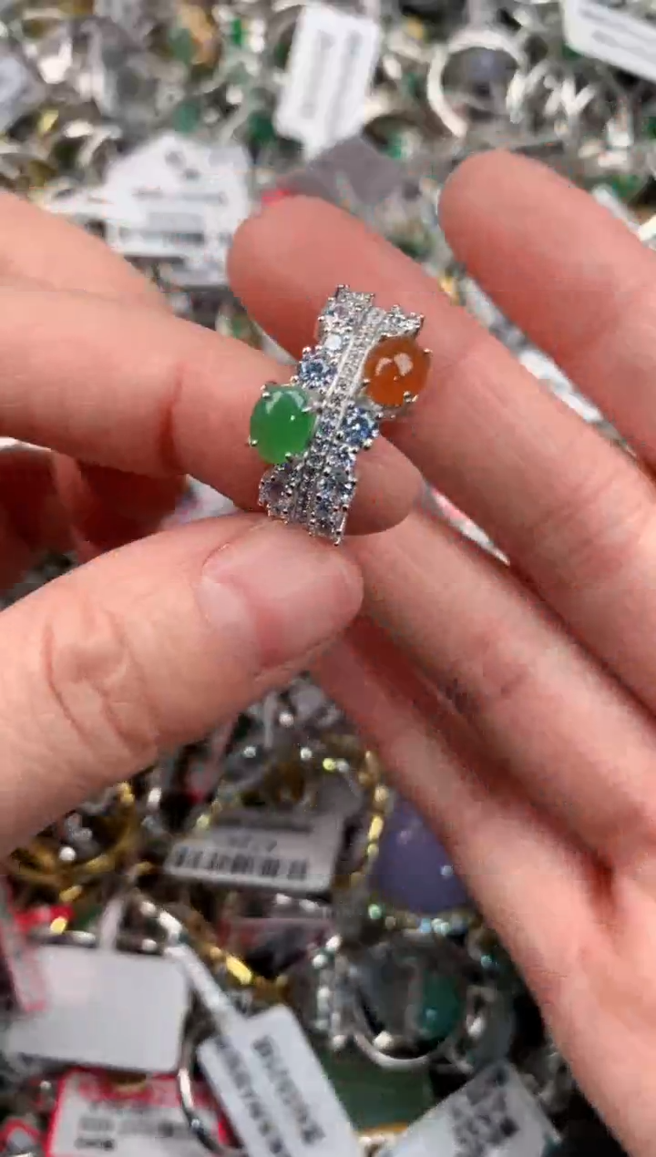 银S925镶嵌戒指翡翠10                     1