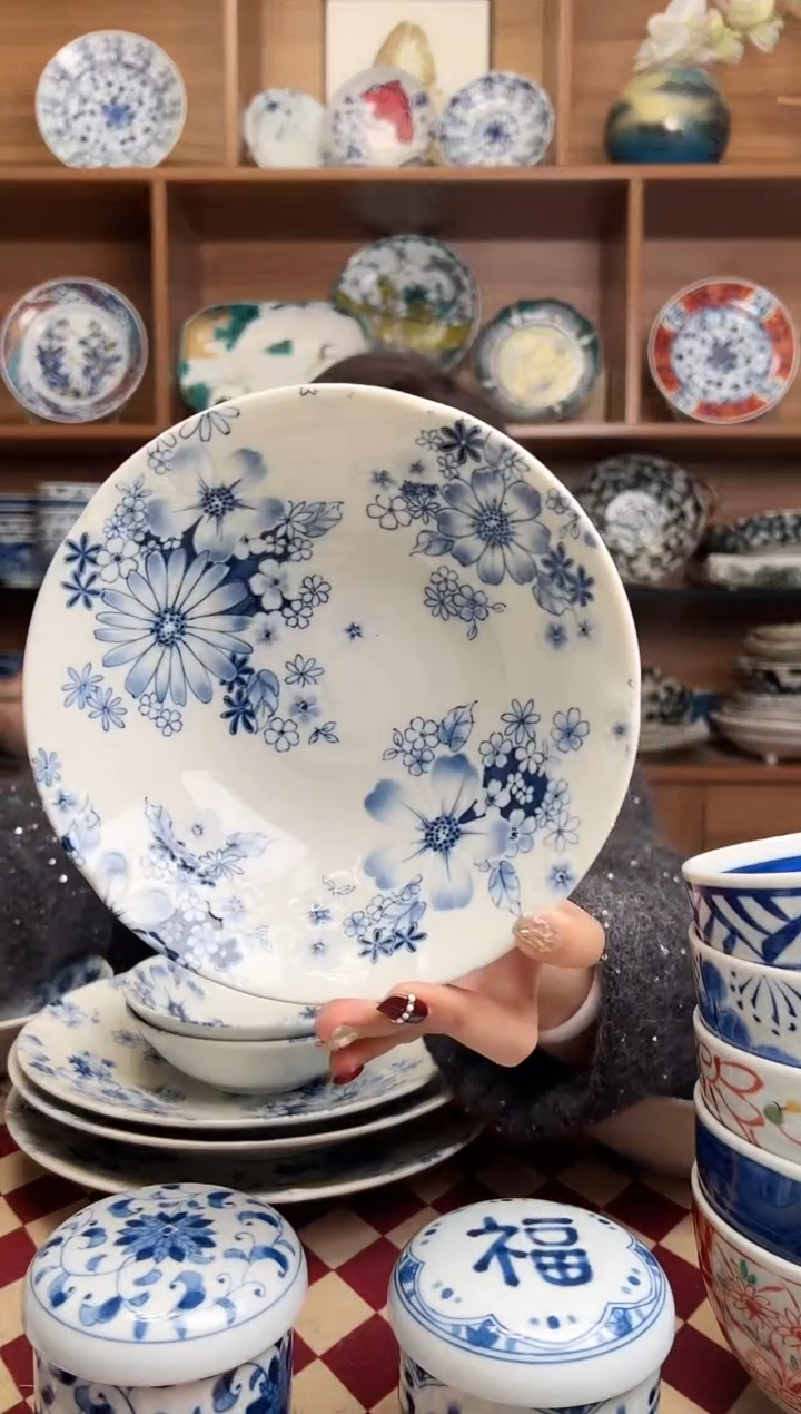 【闪购商品】瓷片有古窑花集17cm钵碗