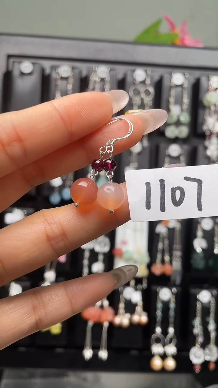 紫晶耳饰银S925镶嵌喜欢拍