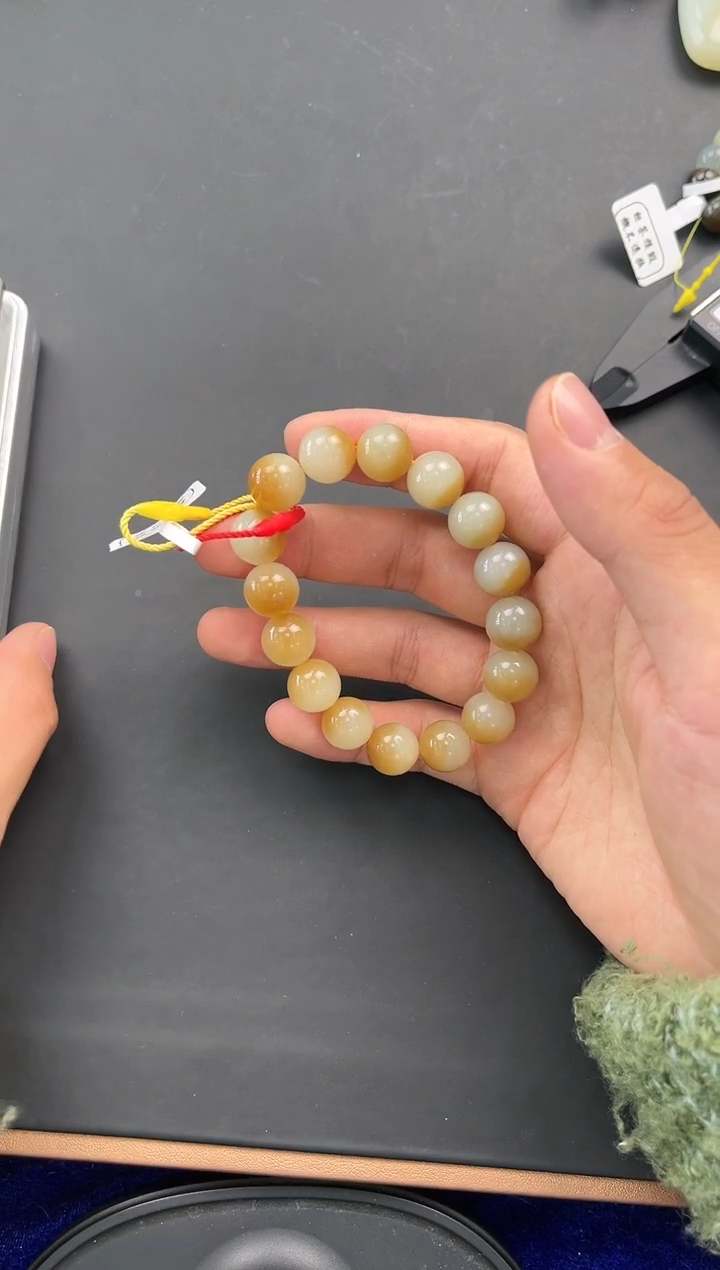 未镶嵌手串和田玉且末金山糖白手串卡12微色差