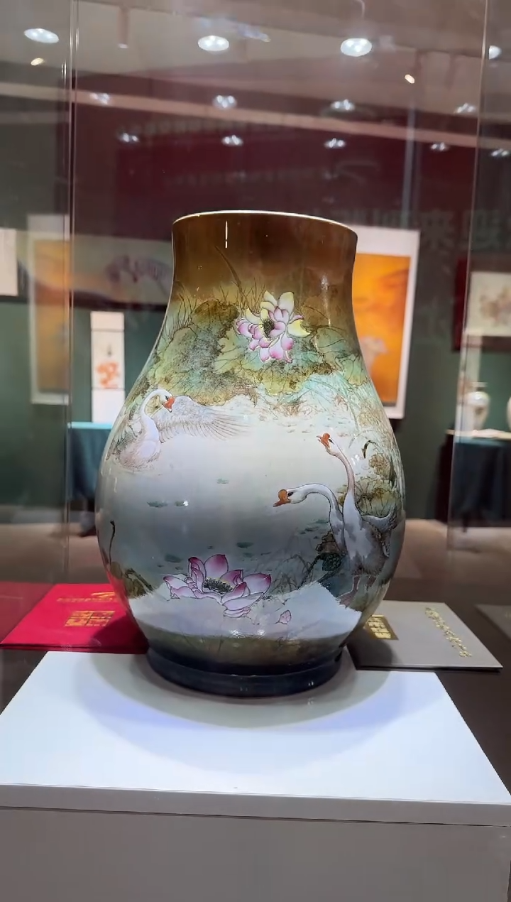 【闪购商品】瓷片朱忠华老师窑变一路高歌福筒樽5带收藏证书