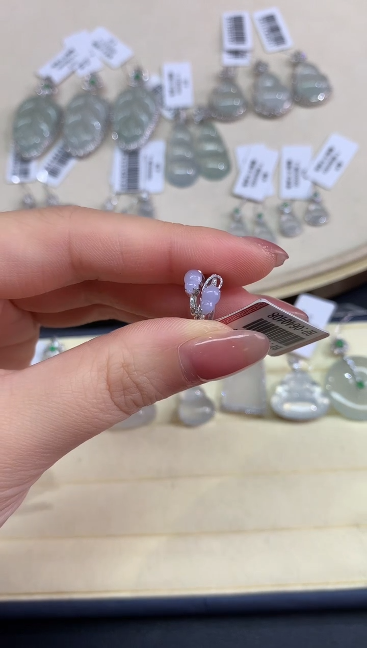 18K金镶嵌翡翠耳饰A102|多样性发其一|1980