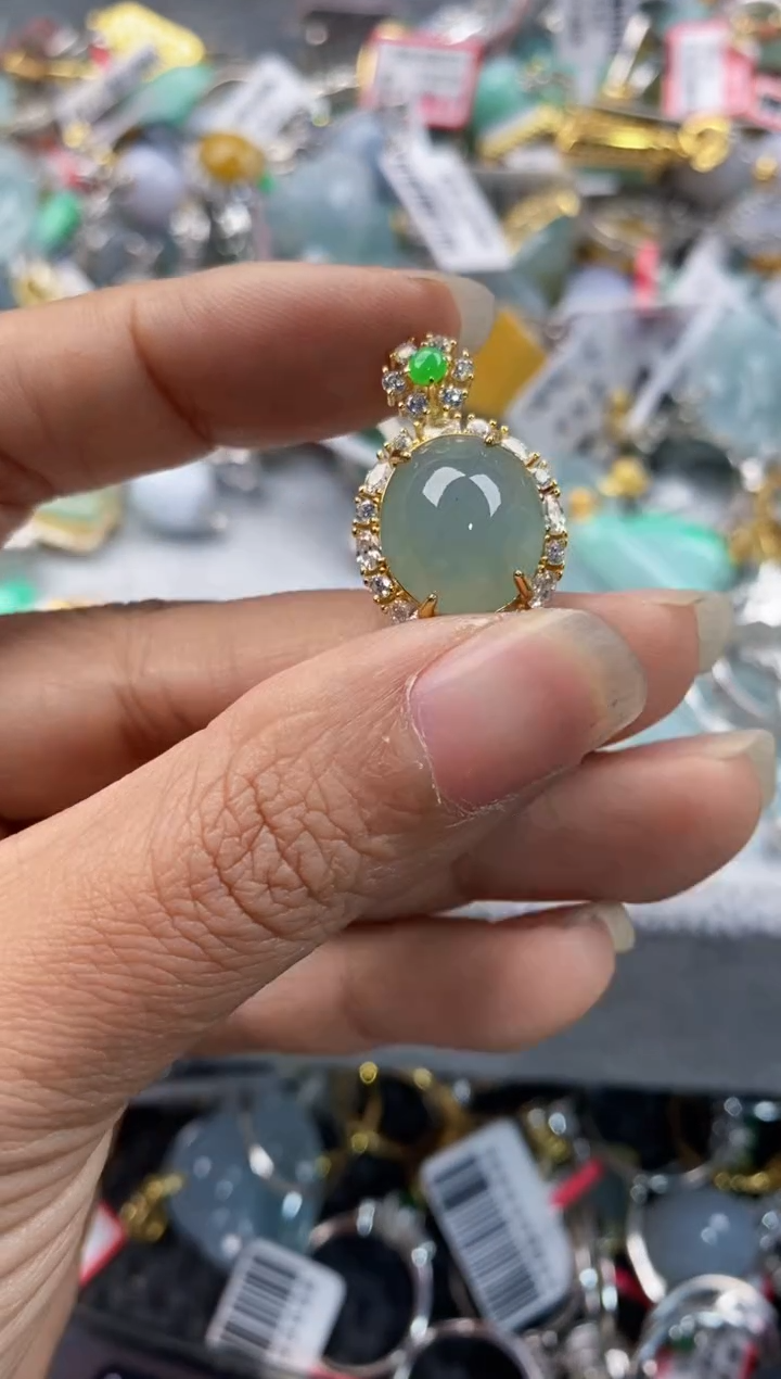 银S925镶嵌戒指翡翠888---2