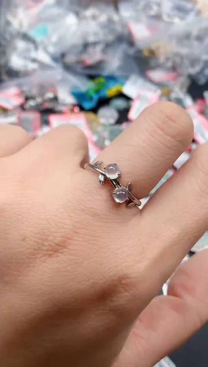 银S925镶嵌戒指翡翠天然A货缅甸翡翠