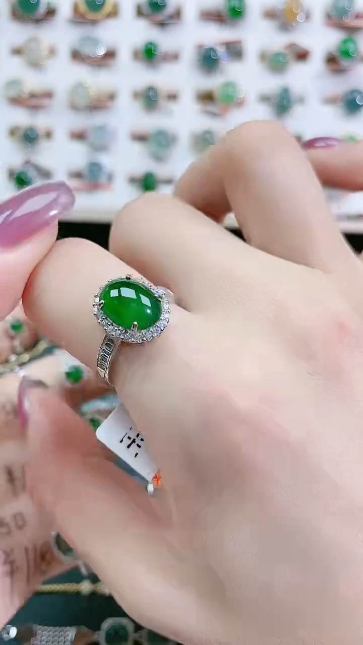 银S925镶嵌戒指翡翠天然翡翠