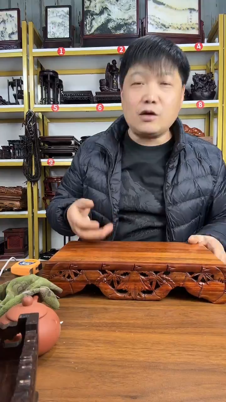 木非洲酸枝竹节款长方底座35*20*7CM