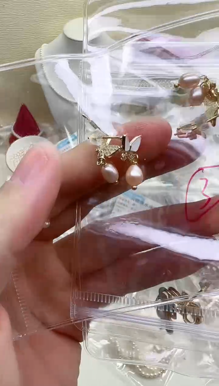 银S925镶嵌耳钉淡水珍珠耳钉3