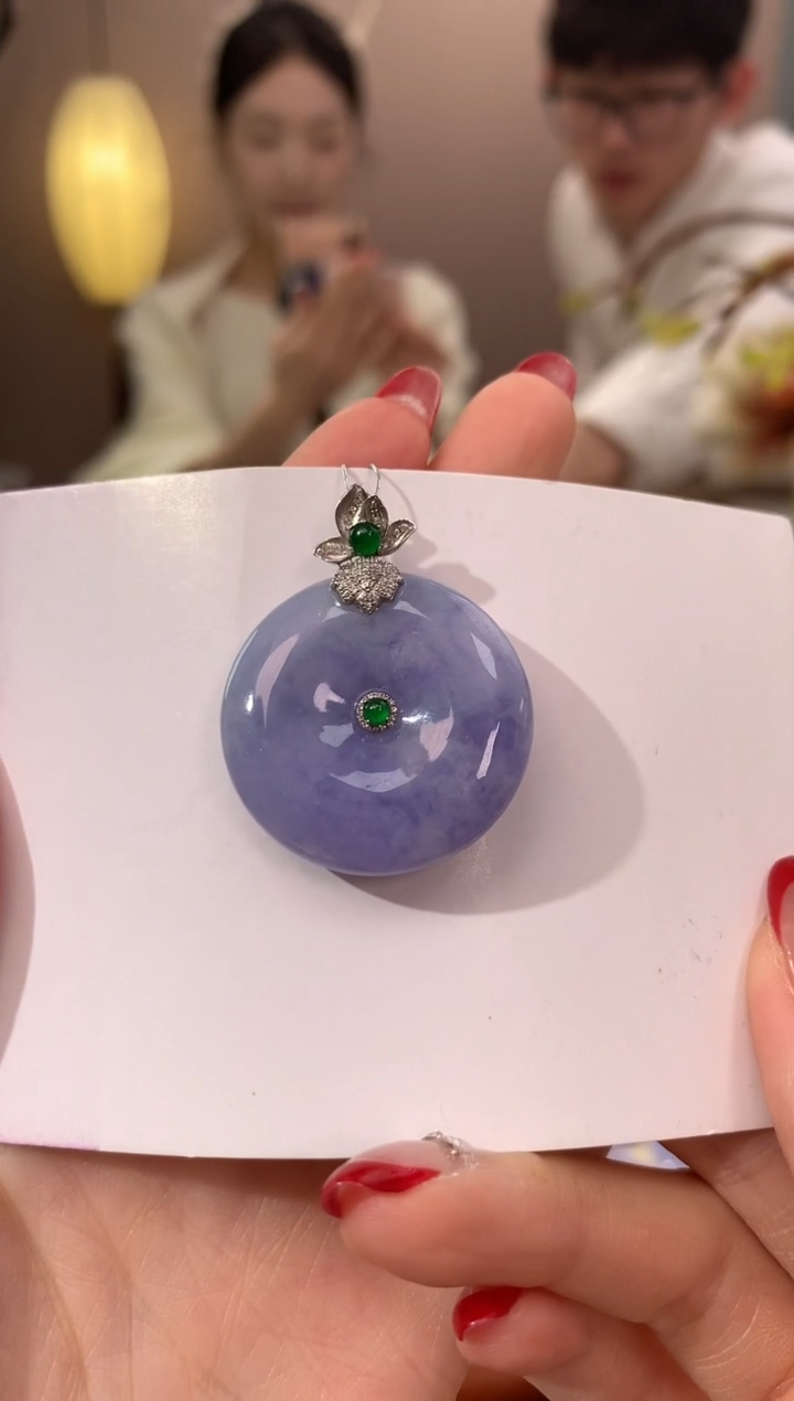 【闪购商品】翡翠颈饰18K金镶嵌天然缅甸a货翡翠