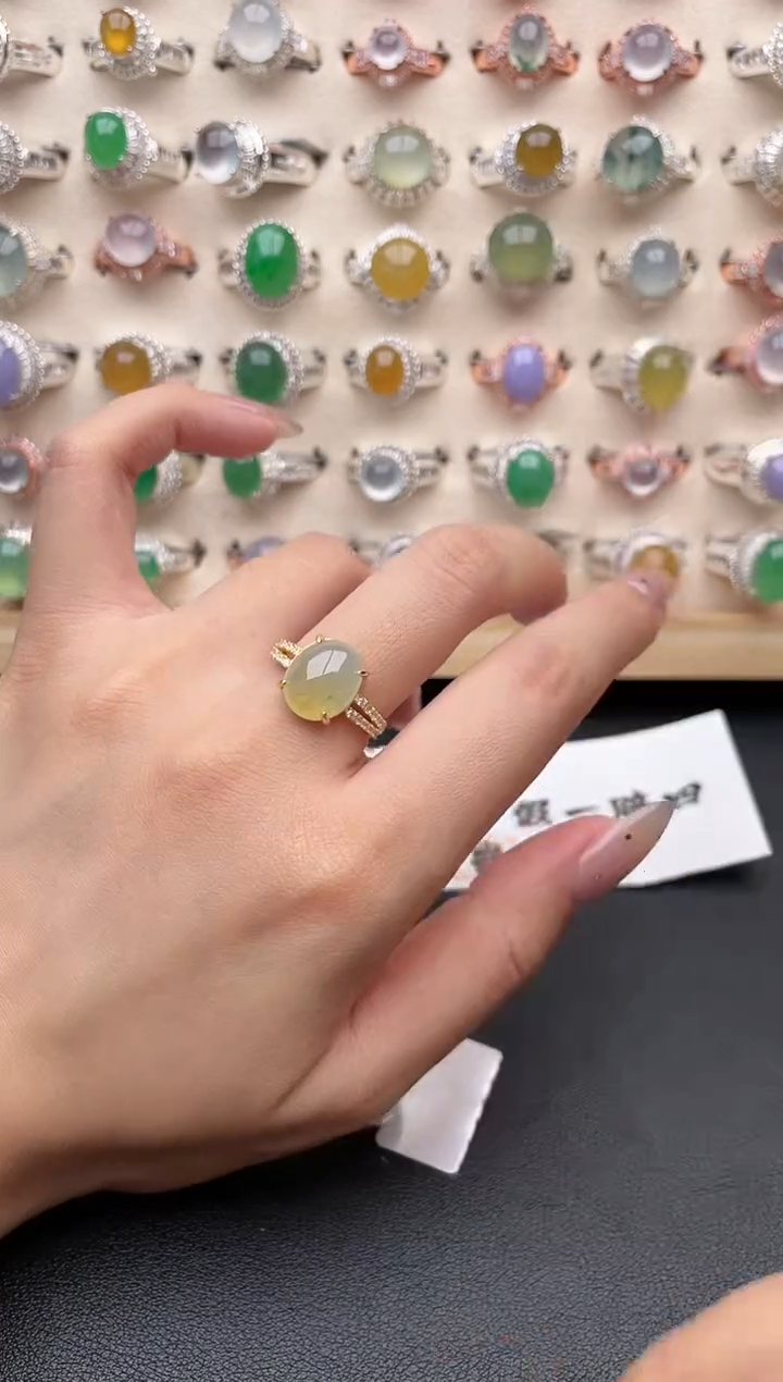 【闪购商品】翡翠戒指银S925镶嵌一物一证一礼盒