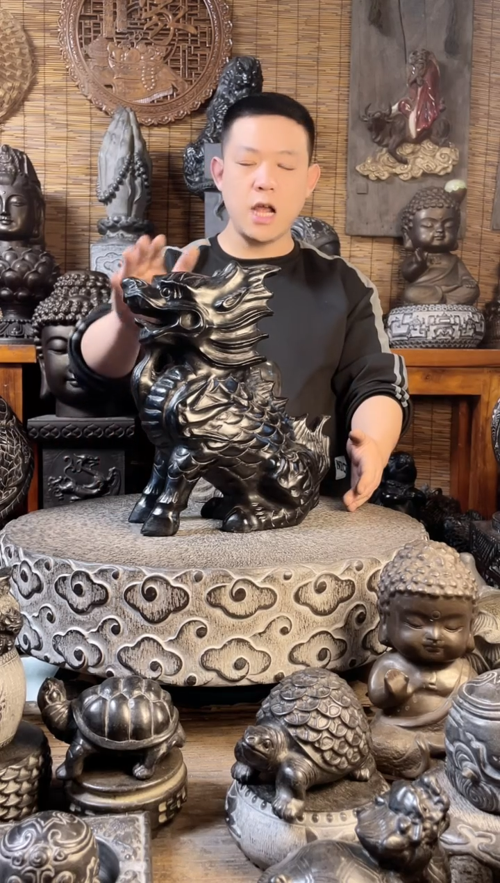 【闪购商品】35火麒麟天然青石雕刻