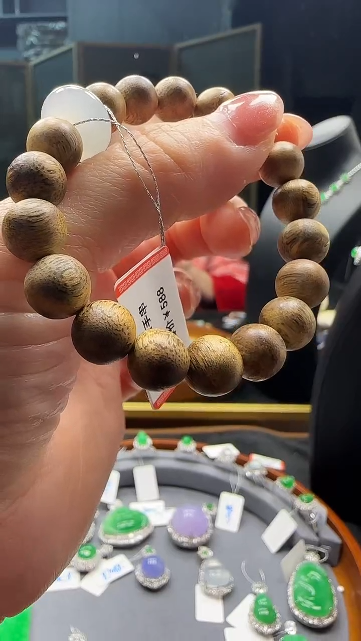 【闪购商品】翡翠手串未镶嵌天然缅甸翡翠冰单珠实木手珠串