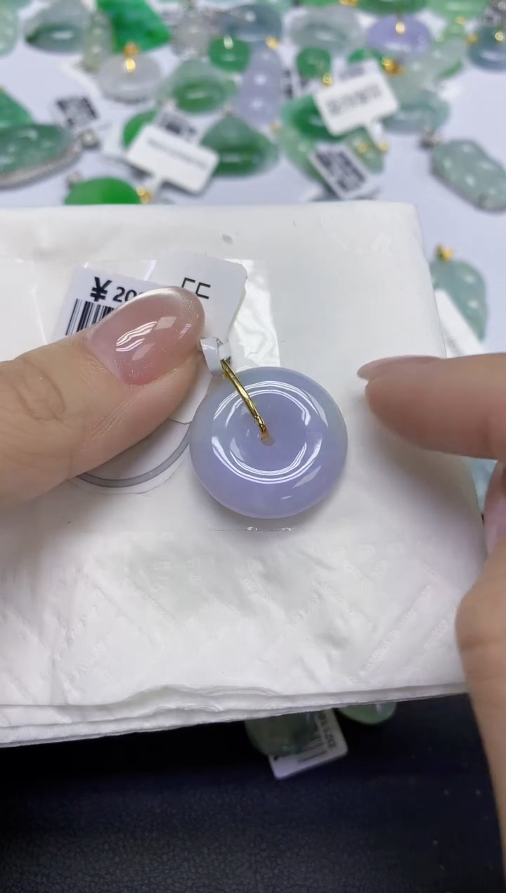 颈饰18K金镶嵌翡翠天然缅甸翡翠A货百元以上9元证书费自理