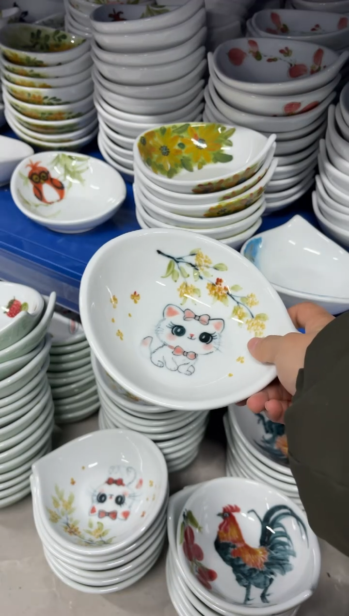 景德镇高温陶瓷食品级手绘釉中彩餐具-水滴碗