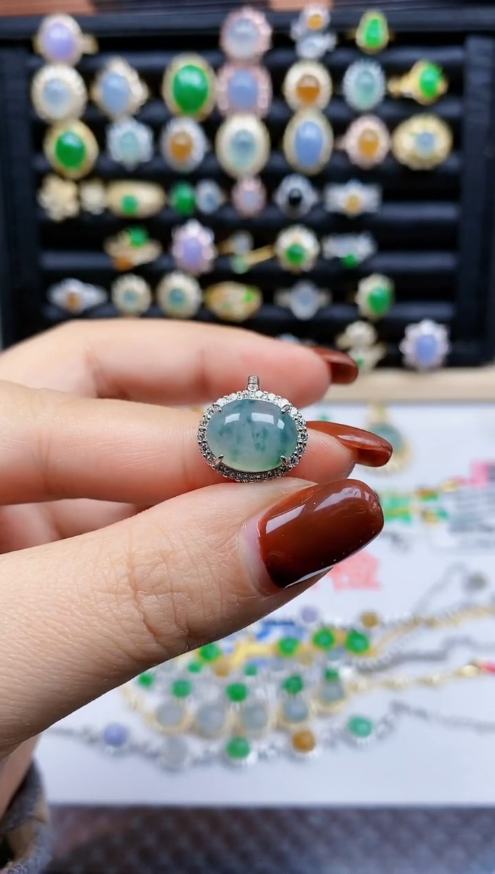 银S925镶嵌戒指翡翠273