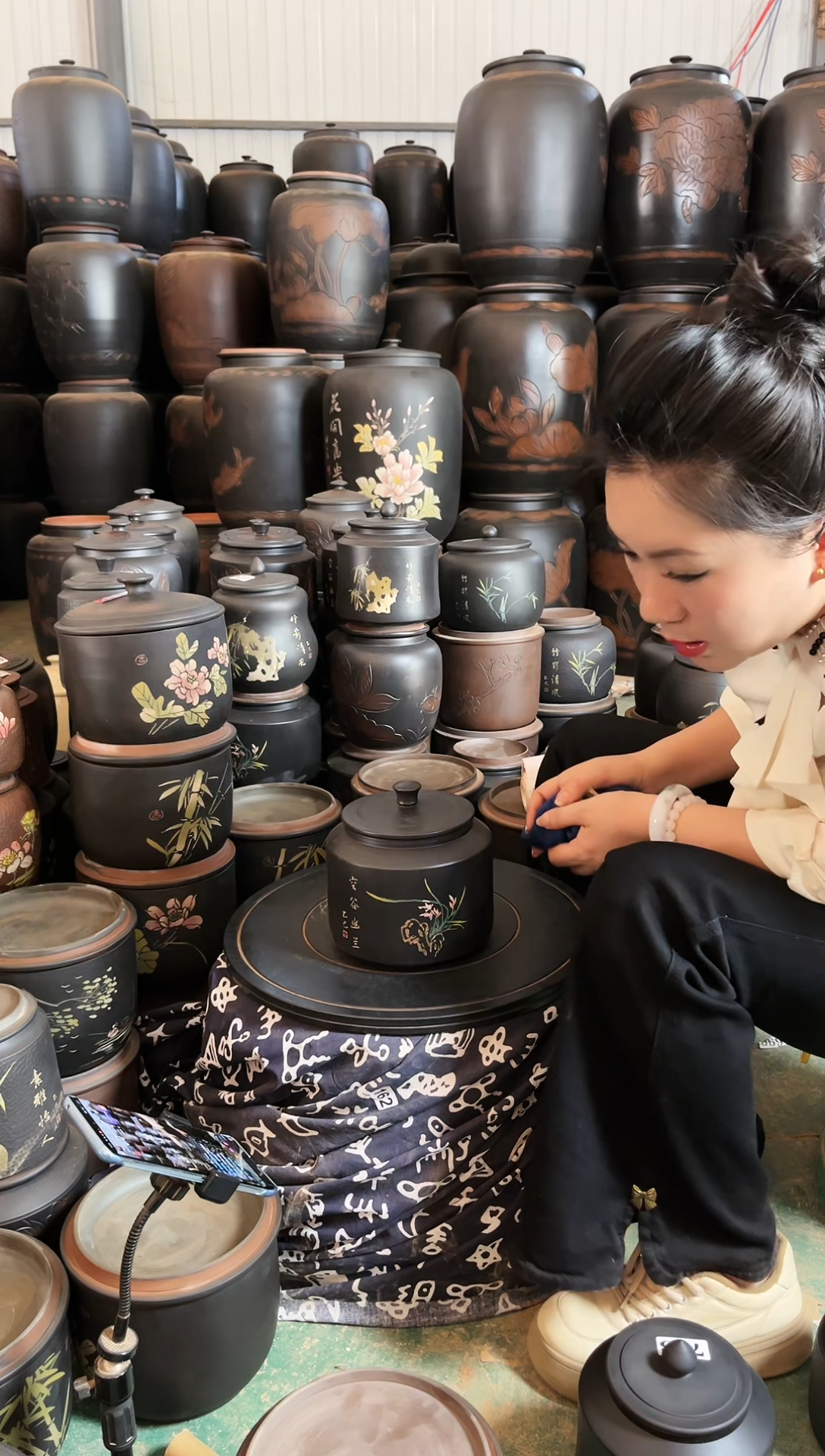 壶瑕疵茶叶罐 德钟彩填  742