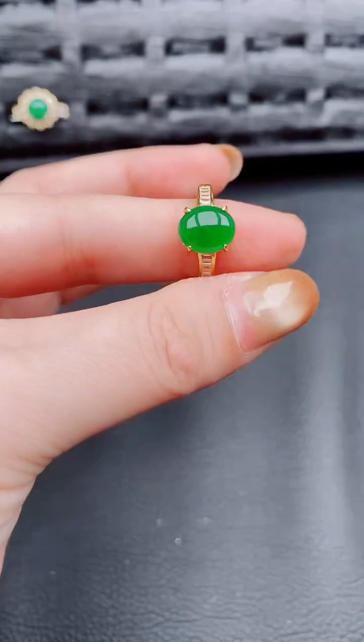 【闪购商品】翡翠戒指银S925镶嵌天然a货翡翠330