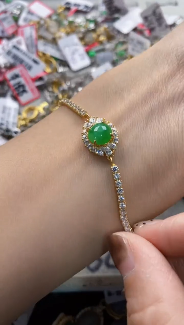 翡翠戒指银S925镶嵌666----7