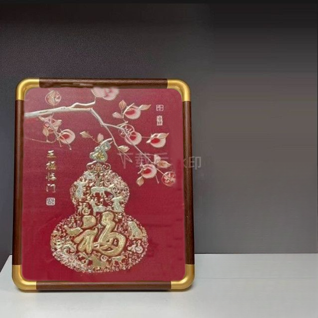 新中式葫芦皮革肌理立体摆台玄关走廊客厅玄关摆件装饰画葫芦