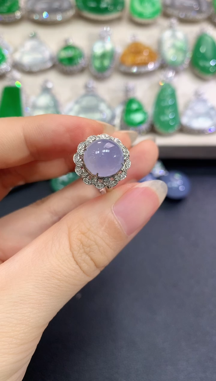 【闪购商品】翡翠戒指18K金镶嵌C12  紫货有色差