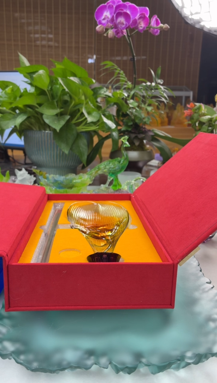 手工艺品琉璃彩色荷花线香插24公分