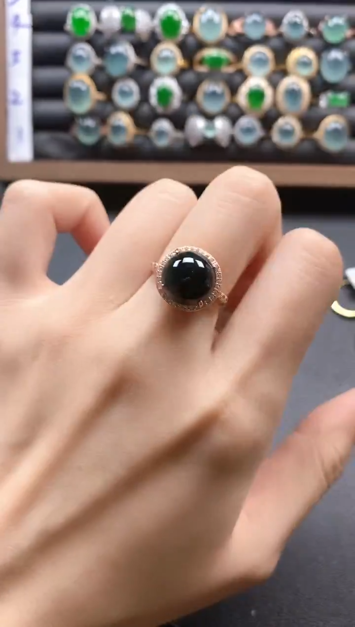 银S925镶嵌戒指翡翠51151