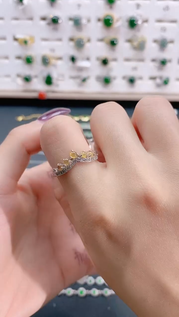 【闪购商品】翡翠戒指银S925镶嵌天然翡翠