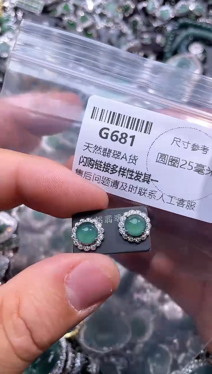 【闪购商品】翡翠颈饰未镶嵌G681耳钉