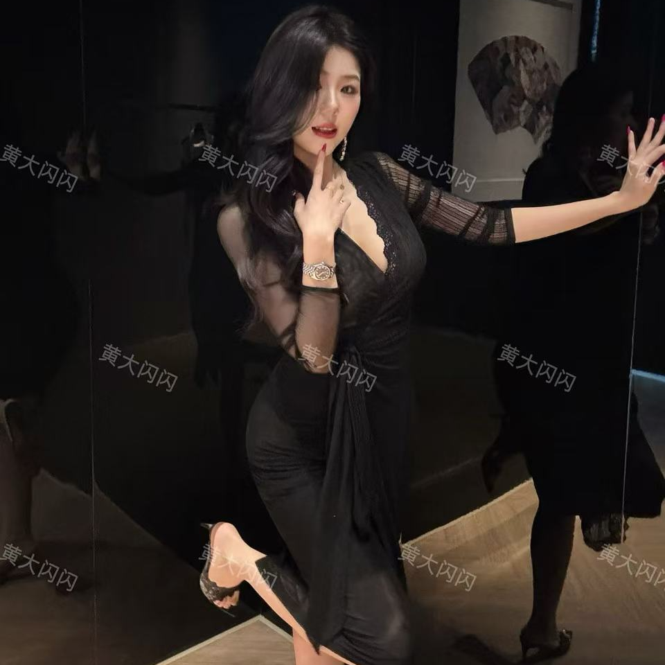 【HDSS】（性感AB）随拍纯欲长款性感显瘦秋款长袖连衣裙ZZF3065