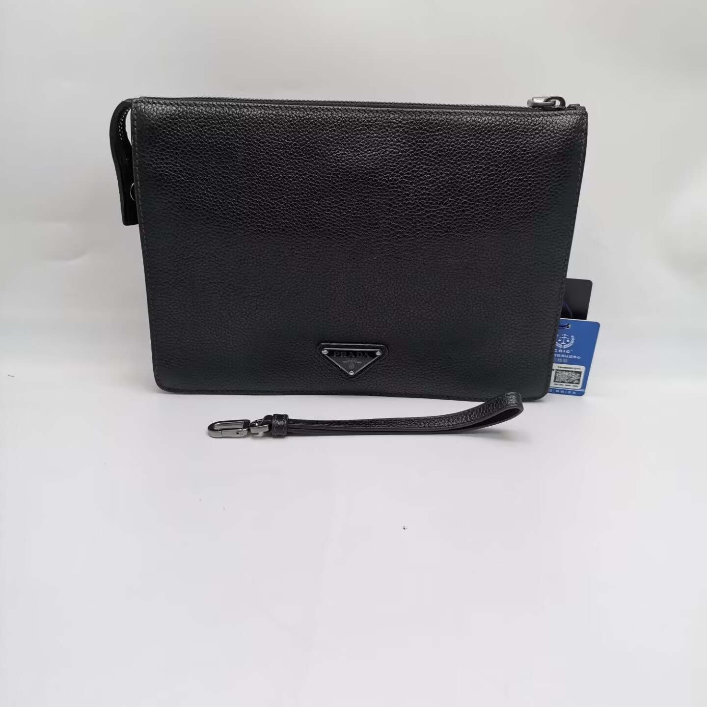 99新 Prada/普拉达 97新 18233 普拉达黑色全皮手拿包