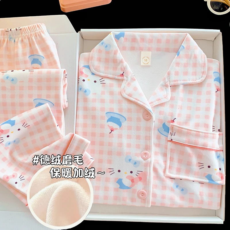 女童德绒睡衣冬季加厚款冬天保暖套装女孩中大童初中生儿童家居服