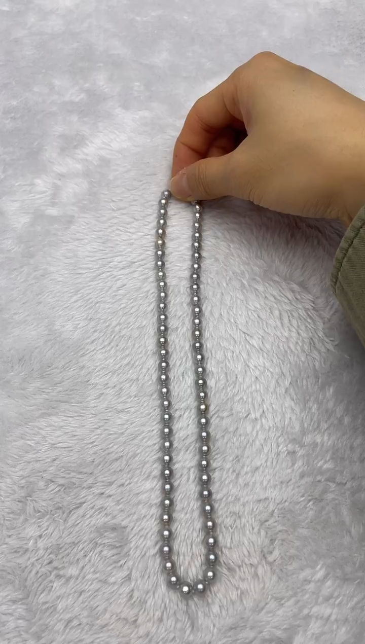 项链银S925镶嵌海水珍珠AK真多麻6-6.5mm