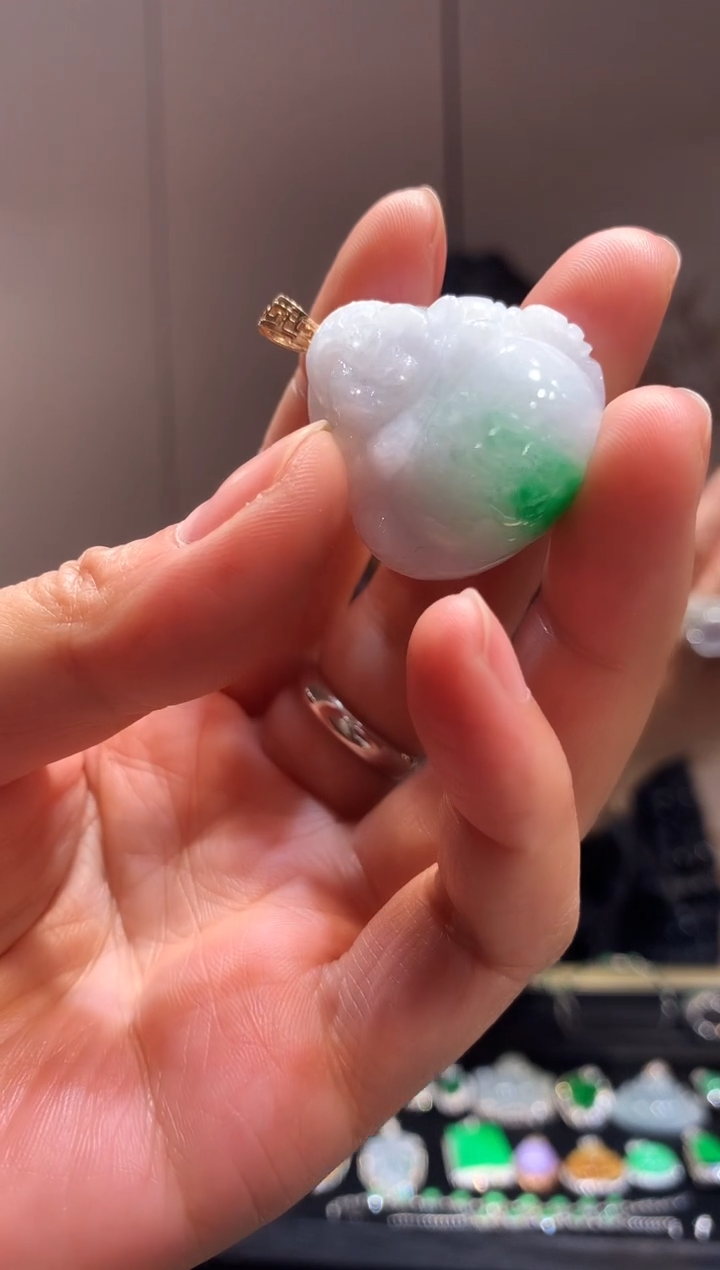 【闪购商品】翡翠吊坠(不含链)18K金镶嵌佛
