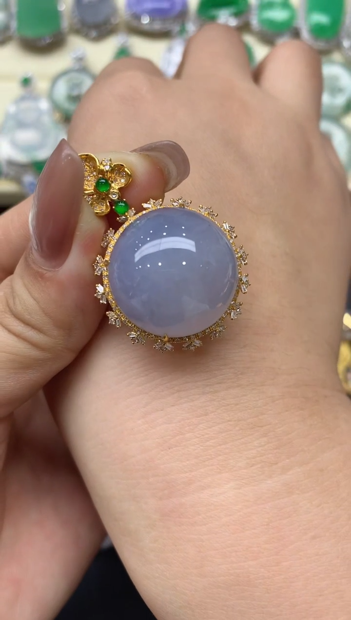 颈饰18K金镶嵌翡翠449-中国好珍宝