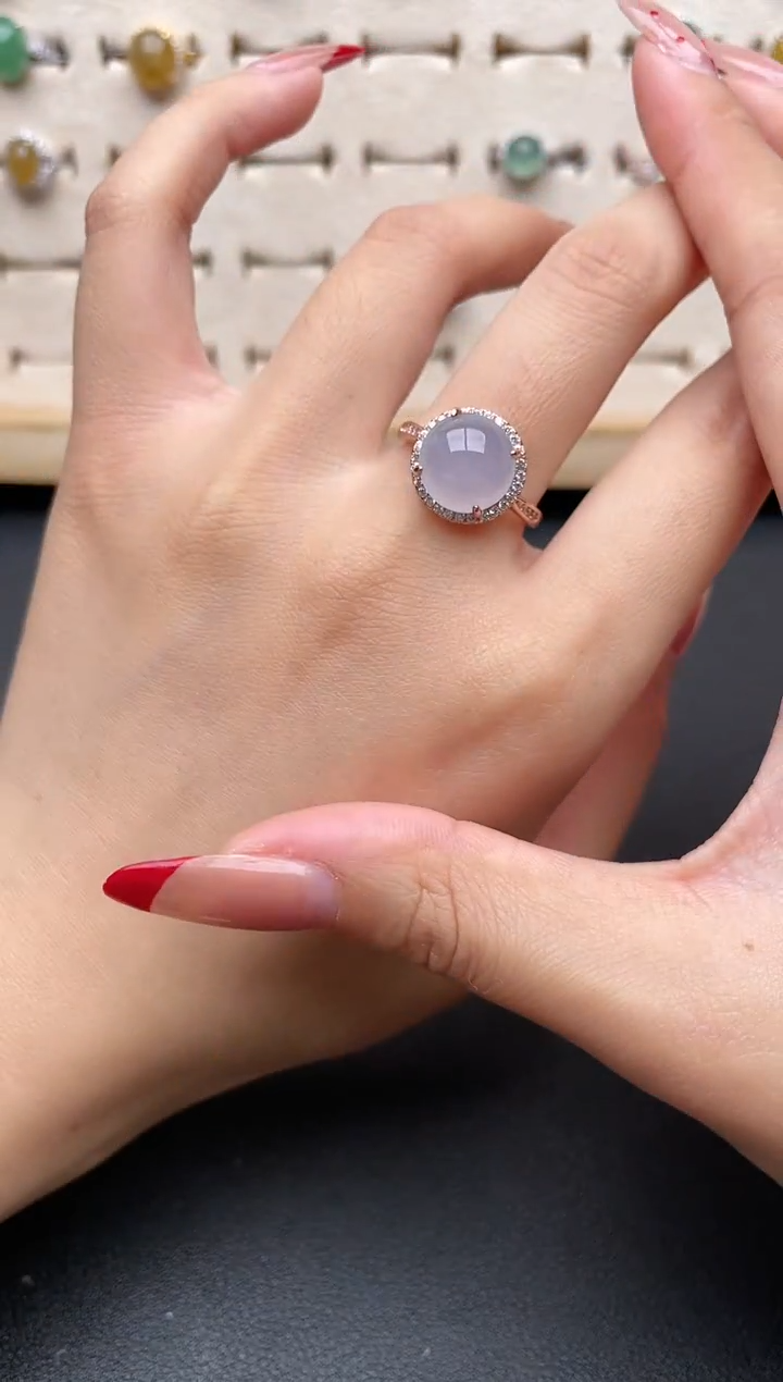 【闪购商品】翡翠戒指银S925镶嵌一物一证一礼盒