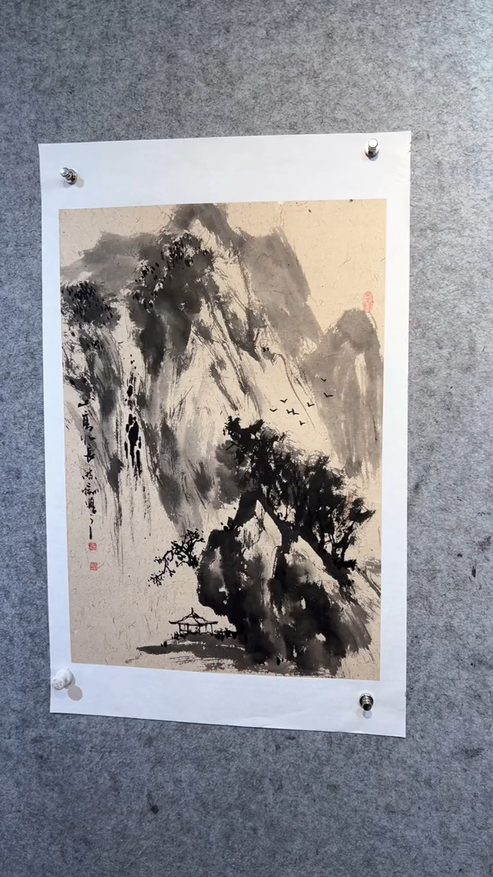 国画曹***景张自学水墨国画46