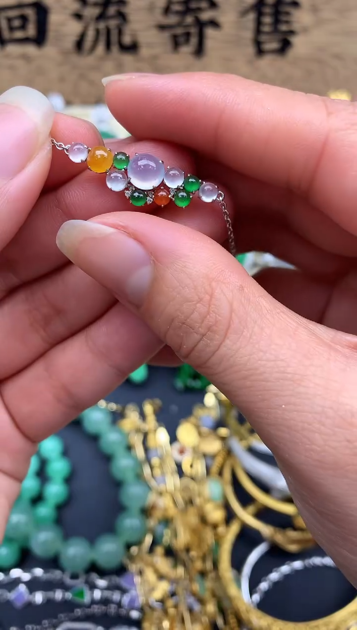 【闪购商品】翡翠手串18K金镶嵌115-中国好珍宝