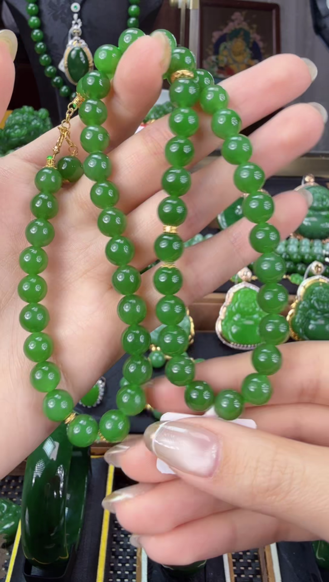 【闪购商品】和田玉（碧玉）项链18K金镶嵌 